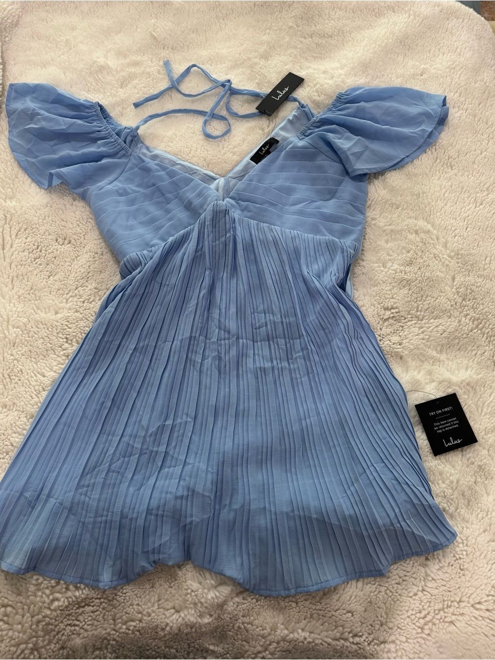Lulu's Pale Blue Tie-Strap Dress